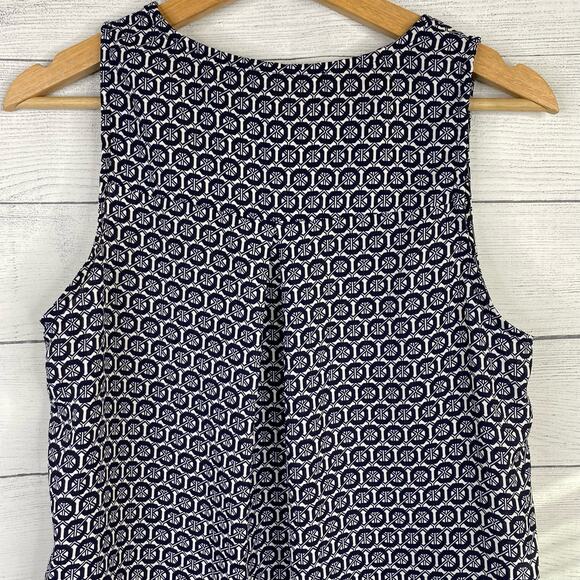 Harlowe & Graham Womens Sleeveless Geometric Blouse Top Blue White size Small - Picture 8 of 9